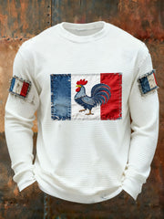 T-shirt à manches longues Drapeau Français Le Coq Gaulois pour homme