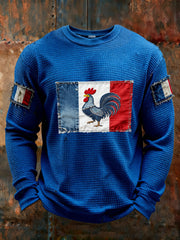 T-shirt à manches longues Drapeau Français Le Coq Gaulois pour homme