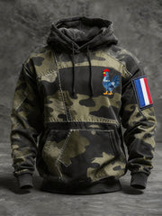 Chandail à capuchon Drapeau Français Le Coq Gaulois Coupe standard Homme