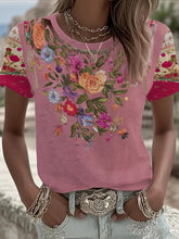 T-shirt imprimé floral sensibilisation au cancer du sein pour femmes