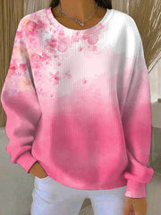 Sweatshirt Décontracté Femme Rose Imprimé Cancer Du Sein