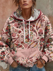 Femmes Boho sensibilisation au cancer du sein Floral Art imprimé Hoodie