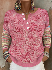 Femmes Boho Sensibilisation au cancer du sein Floral Art Imprimé Tops