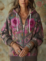 Sensibilisation au cancer du sein Boho Floral Art manteau imprimé femmes