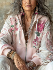 Sensibilisation au cancer du sein Boho Floral Art manteau imprimé femmes