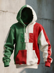 Le drapeau italien des hommes a brodé le Hoodie de couleur de contraste