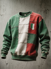 Sweat-shirt vintage en patchwork d'inspiration italienne pour hommes