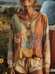 Bohème Boho Floral Art Imprimé Tops Femme