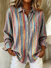 Chemise Cozy à Motif Rayé Multicolore Femme