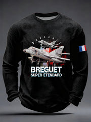 T-shirt à manches longues Avion de chasse Dassault Super Etendard Breguet Frech Waffle pour homme