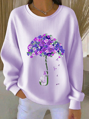 Sweat femme violet floral décontracté