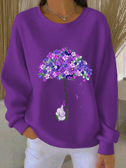 Sweat femme violet floral décontracté