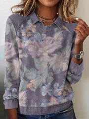 Top Femme Violet Patchwork Floral