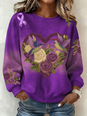 Femme Alzheimer Awareness Art Violet Floral Imprimé Sweatshirt