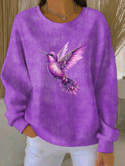 Sweat-shirt Décontracté Femme Violet Imprimé Art