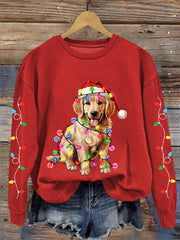 Sweat-shirt décontracté à imprimé chien pour femmes