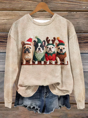 Chien mignon Noël Art imprimé Sweatshirt régulier des femmes