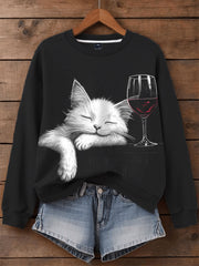 Sweatshirts femme vin rouge-chat potable
