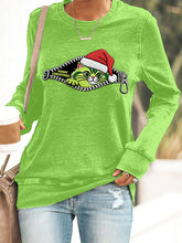 Funny Mignon Joyeux Noël Grinch Cat Print Casual Sweatshirt des femmes