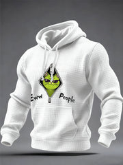Hommes Eww, People Funny Christmas Grinch Cat Print Casual Waffle Hoodie