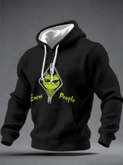Hommes Eww, People Funny Christmas Grinch Cat Print Casual Waffle Hoodie