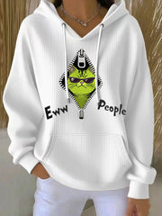 Funny Christmas Grinch Cat Eww People Print Casual Hoodie pour femmes