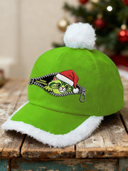 Unisexe drôle mignon Noël Grinch chat imprimé en peluche Patchwork Hat