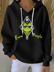 Funny Christmas Grinch Cat Eww People Print Casual Hoodie pour femmes