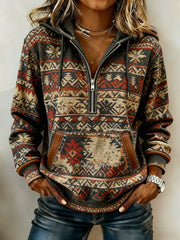 Sweat à capuche décontracté imprimé western vintage pour femmes