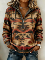 Sweat à capuche décontracté imprimé western vintage pour femmes