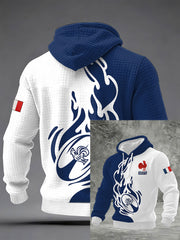 Chandail à capuchon à carreaux France Rugby en coton pour homme