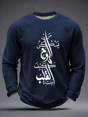 T-shirt à manches longues inspiration calligraphie Waffle pour hommes