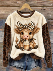 Haut en flanelle mignon Cow Art Femme