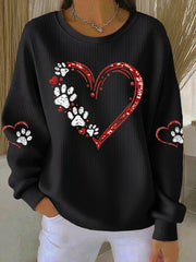 Sweat-shirt Femme Love Dog Paw Imprimé