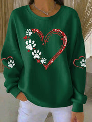 Sweat-shirt Femme Love Dog Paw Imprimé