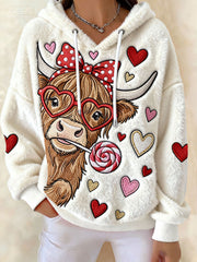 Les femmes de la Saint-Valentin Cow Fleece Hoodies