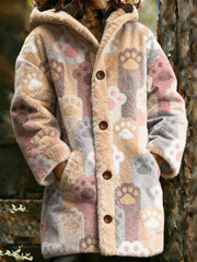 Veste chaude en flanelle imprimé animal pour femme