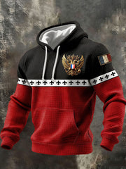 Sweat à capuche en coton à carreaux imprimé français pour hommes