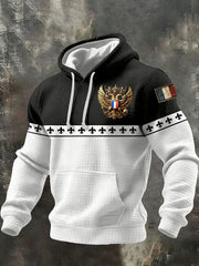 Sweat à capuche en coton à carreaux imprimé français pour hommes