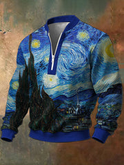 Sweat Homme Peinture à l'Huile Ciel Étoilé Imprimé