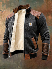 Veste de plein air rétro texturée chaude multi-poches pour hommes