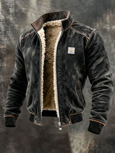 Veste de plein air rétro texturée chaude multi-poches pour hommes