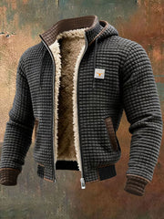 Veste de plein air rétro texturée chaude multi-poches pour hommes