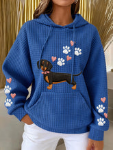 Teckel des femmes amour coeur impression chien amoureux décontracté gaufre Hoodie