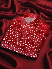 Chemise imprimée art coeur Saint-Valentin de style d'affaires pour hommes