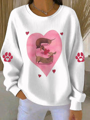 Sweat-shirt décontracté imprimé animal mignon de la Saint-Valentin pour femmes