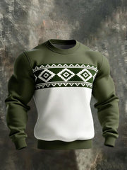 Sweatshirt Décontracté Rétro Western Aztèque pour Homme