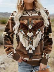Femmes Vintage Western Ethnic Cozy Flannel Sweatshirt