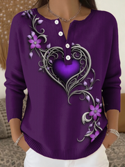 Cardigan à manches longues Vintage Purple Floral Art Print pour femme