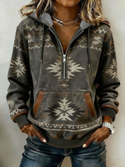 Sweat à capuche à capuche pour femme Vintage Western Aztec Patchwork